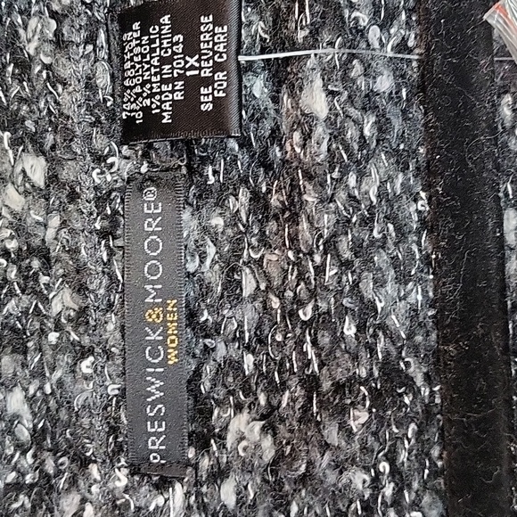 NWT Preswick & Moore Grey w/White & Silver Metallic Speck Open Front Cardigan 1x - Picture 8 of 9